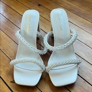 Women's White Beaded Sandals